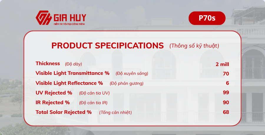 Mã phim cách nhiệt nhà kính P70s 